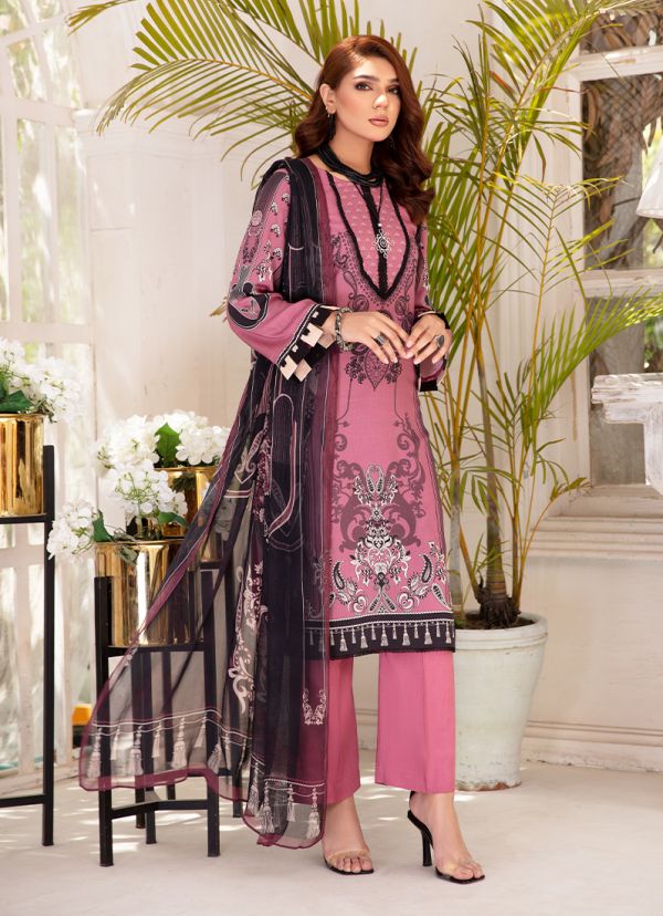 Purple Embroidered Net Anarkali Suit With Dupatta