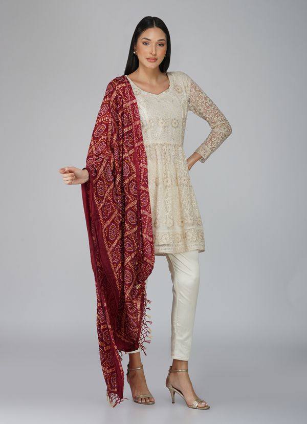 Buy Indi Inside Meera Red Bandhani Suit (Set of 3) online