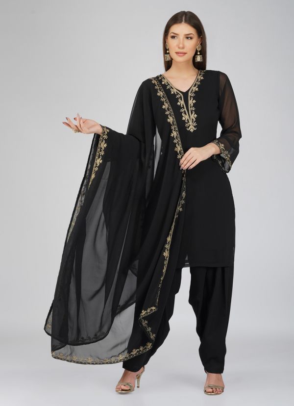 Black Lace Punjabi Suits, Black Lace Punjabi Salwar Kameez and Black Lace  Punjabi Salwar Suits Online Shopping