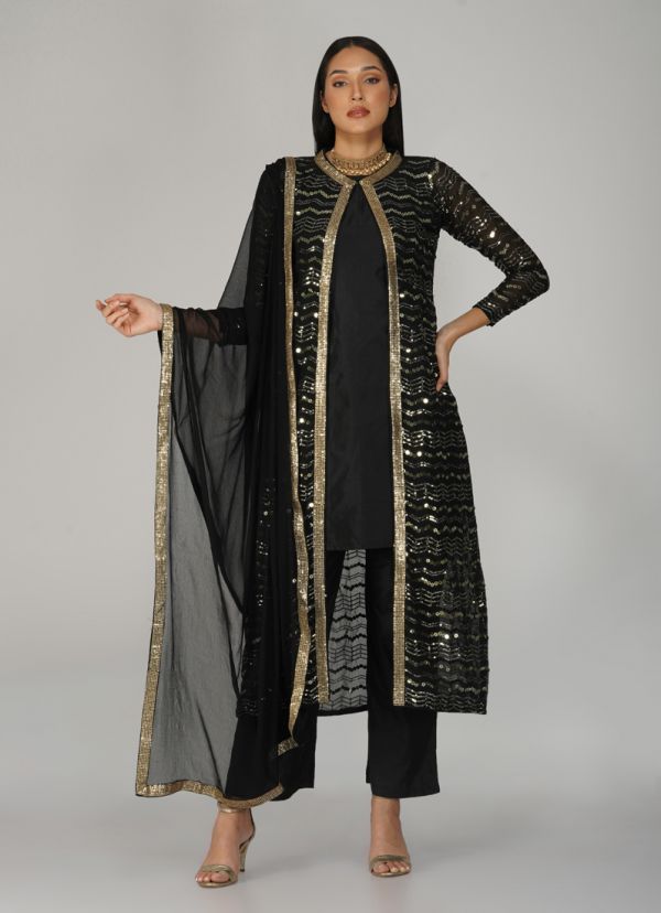 Off-white Heavy Embroidered Jacket Style Plazzo Suit – FashionandStylish |  Party wear, Pakistani dress design, Pakistani dresses