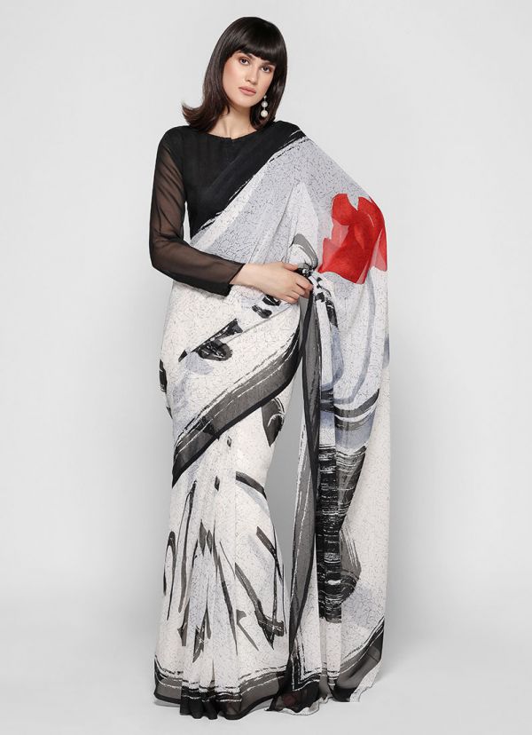 Buy Multi Color Satin Crepe Printed Marble Saree With Running Blouse For  Women by Nazaakat by Samara Singh Online at Aza Fashions.