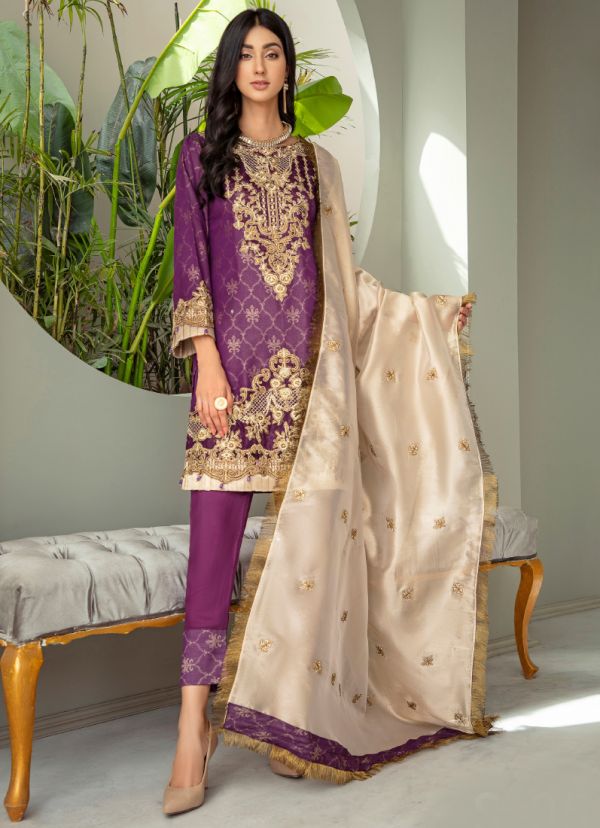 Purple Art Silk Punjabi Salwar Suit with Dupatta Raksha Bandhan Collection  1843SL04