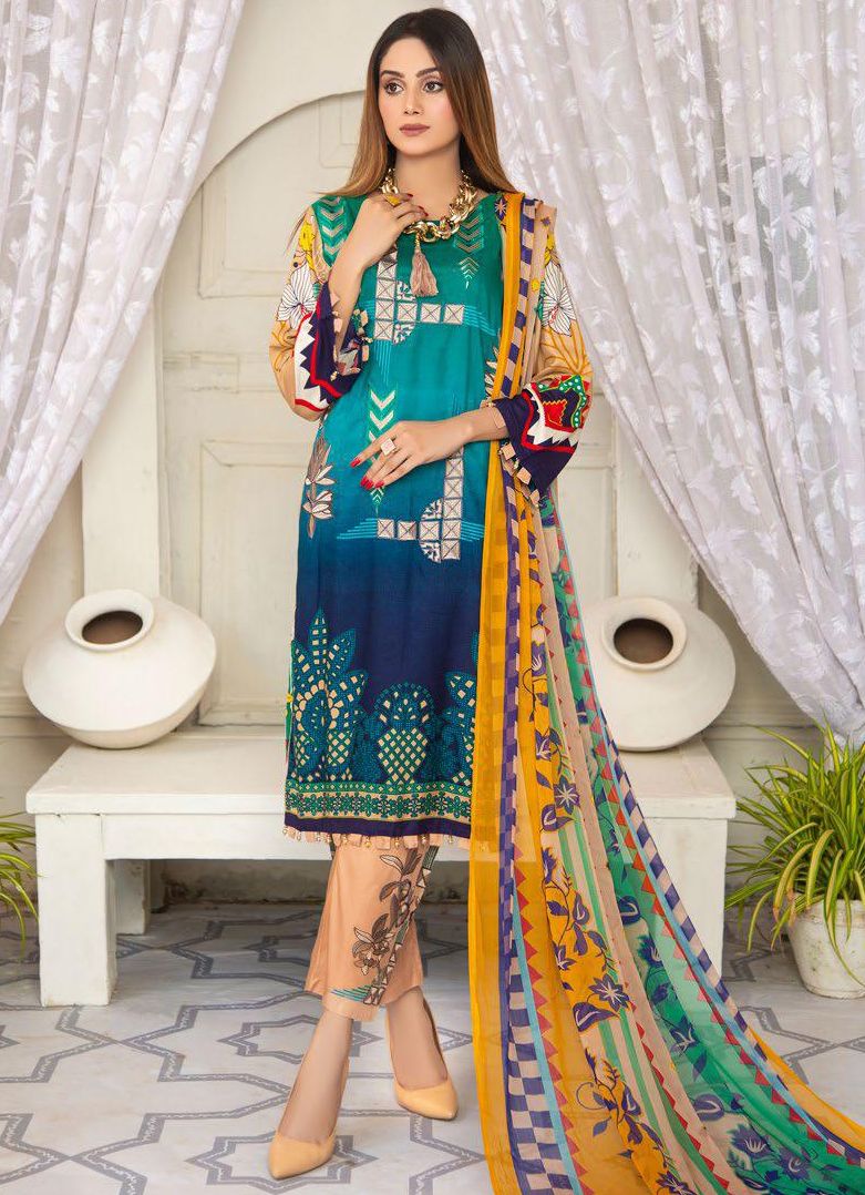 Buy Blue Linen Embroidered Suit Set in UK - Style ID: DPC-3000 - Diya