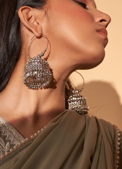 Silver Bali With Jhumki Earrings