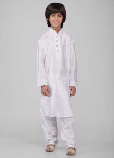 Buy Boy's Off-White Raw Silk Kurta Pajama Set