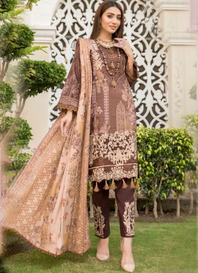 Brown Dhanak Pashmina Shawl Suit