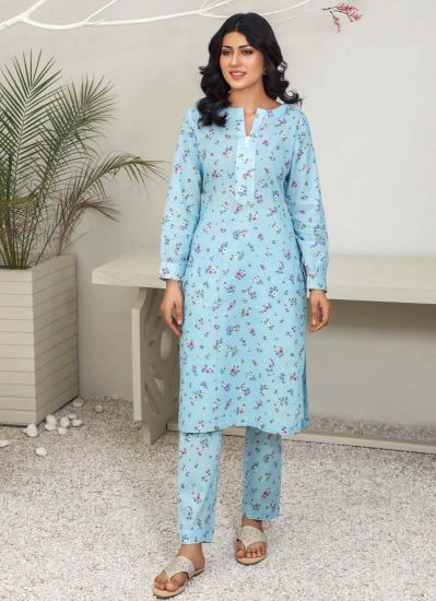 Light Blue Floral Printed Lawn Co-ord Set