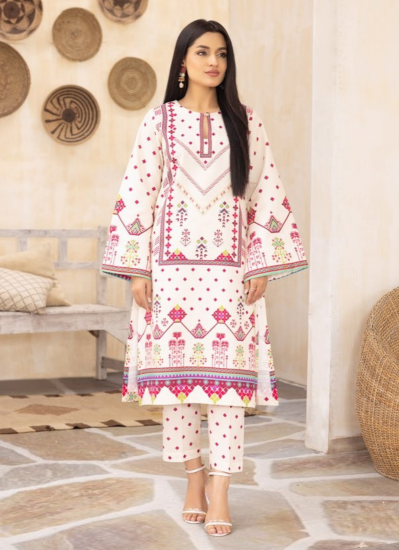 Buy White A-Line Lawn Printed Co-ord Set