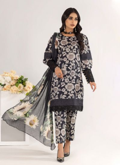 Black Floral Printed Net Lace Shift Suit Set