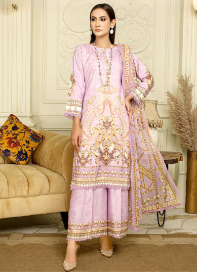 Light Pink Shift Style Digital Printed Dupatta Suit Set