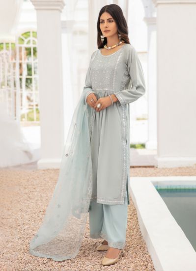 Buy Light Blue Lawn Naira Cut Embroidered Suit Set