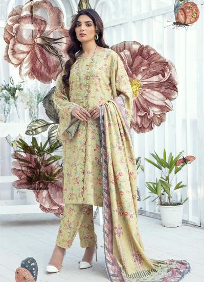 Buy Green Floral Printed Shawl Suit