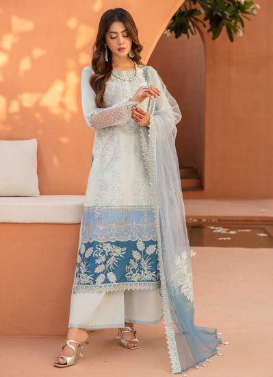 Light Blue Hand Work Embroidered Lawn Suit Set