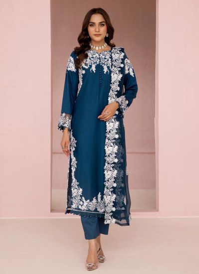 Buy Teal Lawn Embroidered Suit Set