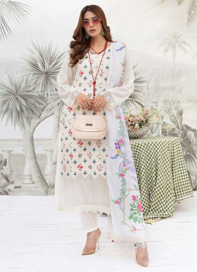 White Linen Wool Shawl Suit Set