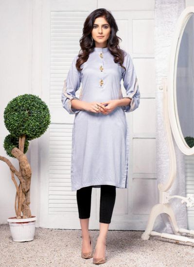 Grey Linen Kurti