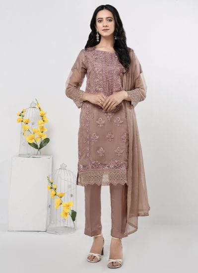 Rose Zari And Resham Embroidered Straight Cut Suit Set