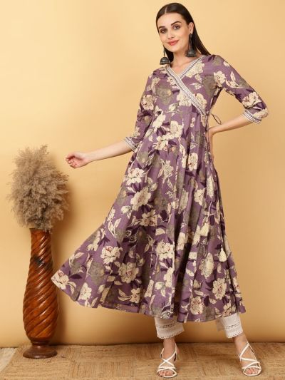 Rayon Purple Printed Dress