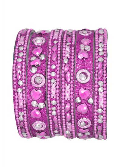 Pink Intricate Sparkle Bangle Set