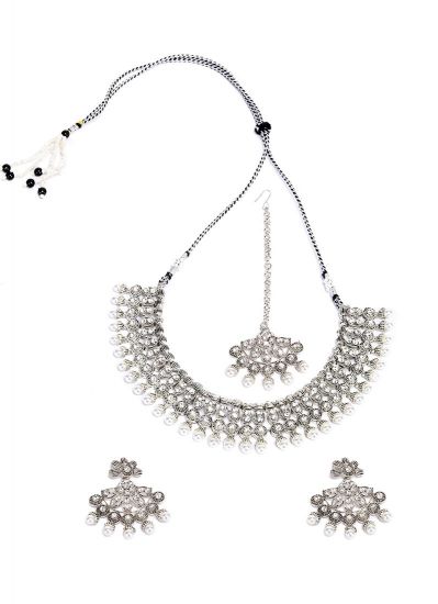Silver Ivory Necklace Set
