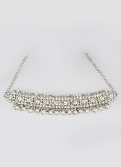 Silver Diamonte Choker Necklace Set
