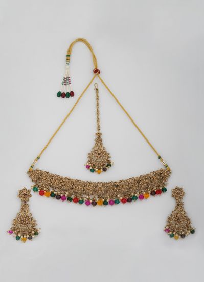 Buy Crystal Multi Colour Choker Ladies Necklace Set