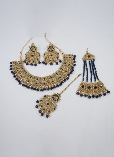Navy Blue Necklace Set with Tikka & Passa