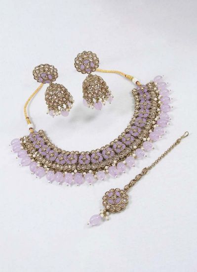 Buy Purple Jumki Necklace Set
