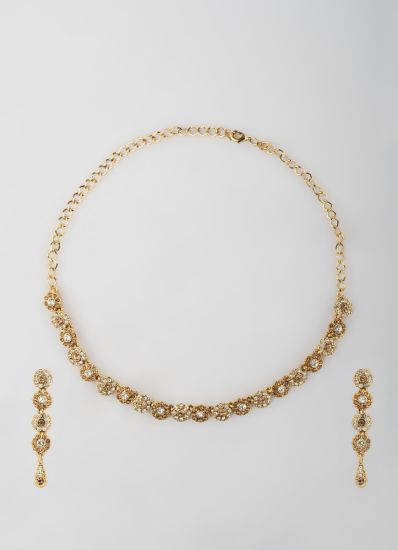 Gold Diamonte Earrnings Necklace Set