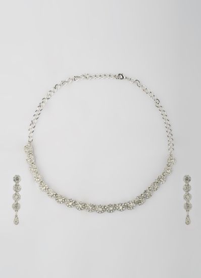 Silver Diamonte Necklace Set