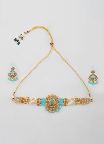 Light Blue Crystal Choker Necklace Set