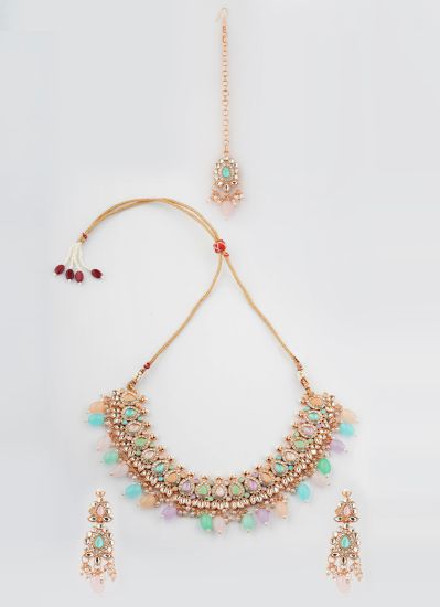 Multi Pearl Stone Necklace Set