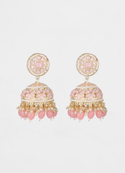 Pink Pearls & Glass Bead Droplets Earrings