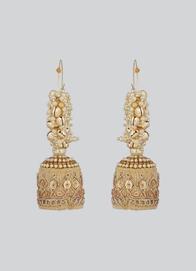 Gold Jhumki Style Earrings