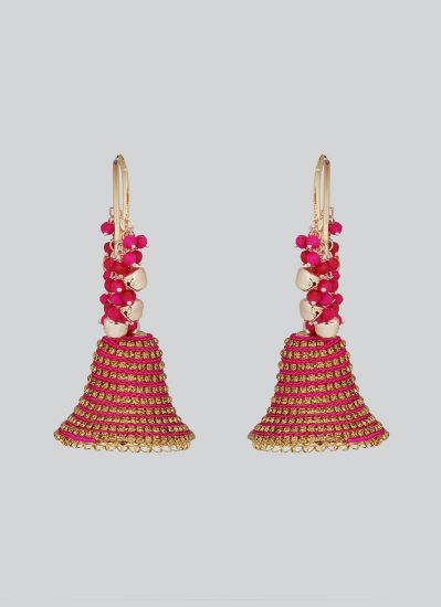 Pink Bell Shape Jhumki Earrings