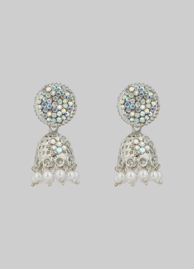 Silver Holographic Crystal Jumki Earrings