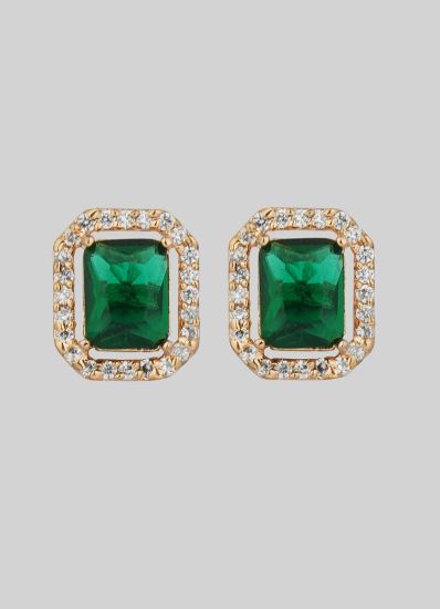 Emberald Green Stone Stud Earrings