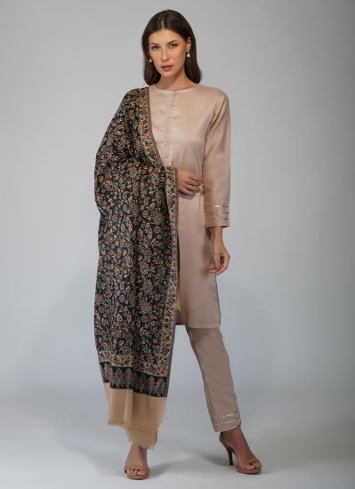 Buy Pink Crepe Shawl Suit with Trouser & Dupatta