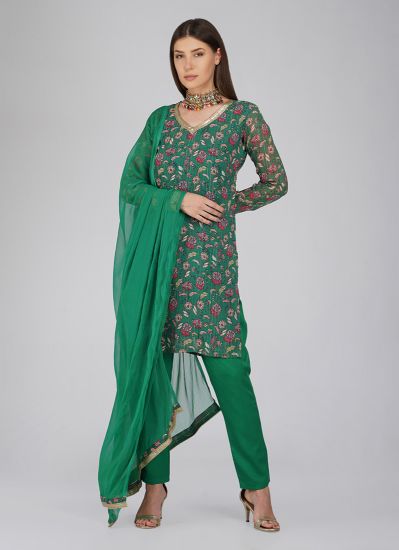 Buy Green Lurex Kameez Salwar Suit Set