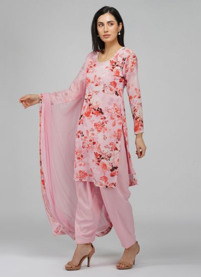 Buy Pink Floral Printed Indian Suit with Salwar & Dupatta