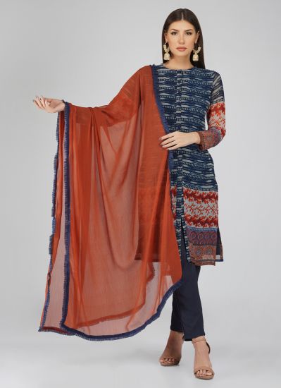 Buy Blue Georgette Indian Suit with Palazzo & Dupatta




















