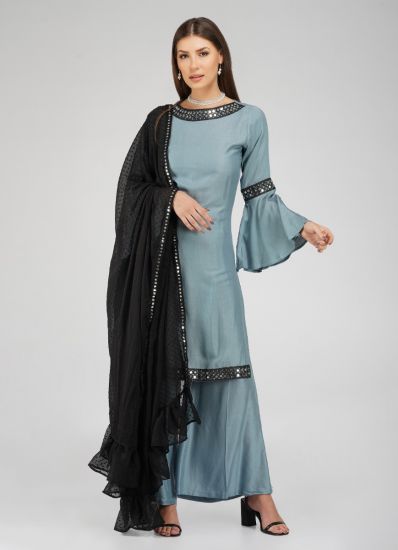 Buy Grey Rayon Indian Suit with Palazzo & Dupatta




















