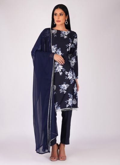 Buy Navy Blue Classic Floral Salwar Suit