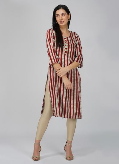 Buy Maroon Rayon Indian Kurti 