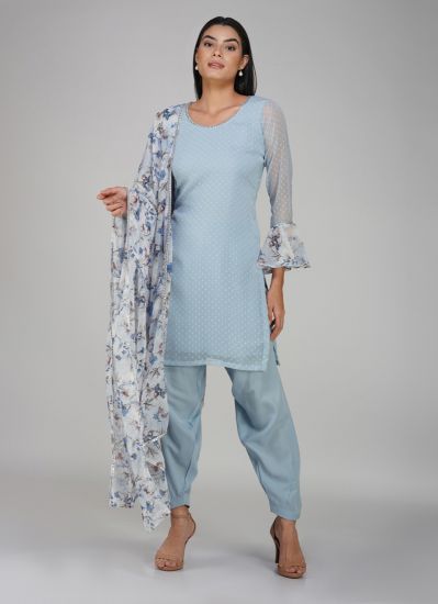 Light Blue Georgette Dobby Salwar Suit Set
