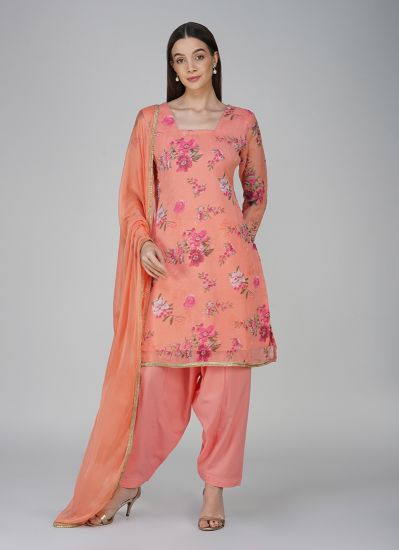 Buy Peach Embroidered Salwar Suit Set