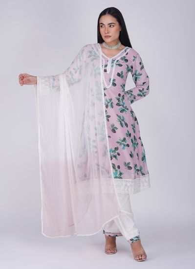 Buy Pink Rayon A-Line Wide Trouser Suit Set
