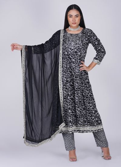 Buy Black Rayon All Over Foil Printed Suit