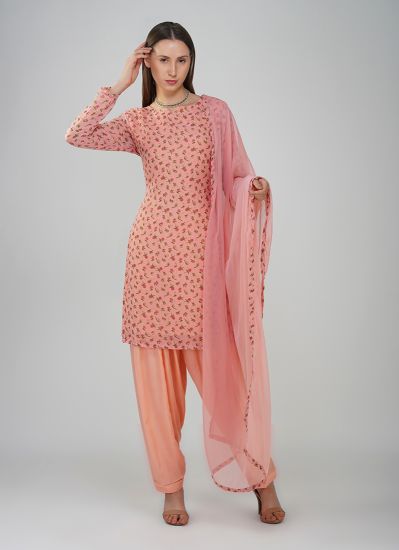 Peach Georgette Salwar Suit Set