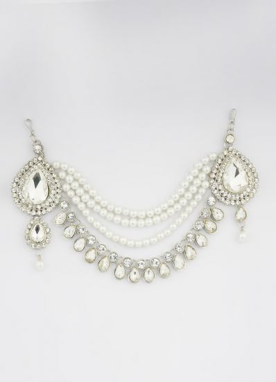 Silver Decorative Diamonte & Pearl Side Chain